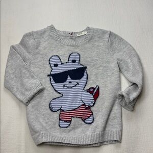 Cozy Gray Kids Sweater with Sunglasses Bunny
